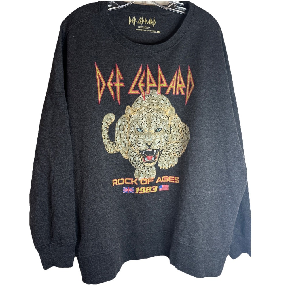 NWOT Def Leoppard Rick Of Ages 1983‎ Grey Sweatshirt Sz XXL